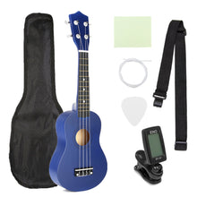 Load image into Gallery viewer, 21 inch Ukelele Soprano 4 Strings Hawaiian Spruce Basswood Guitar Musical Instrument Set Kits+Tuner+String+Strap+Bag
